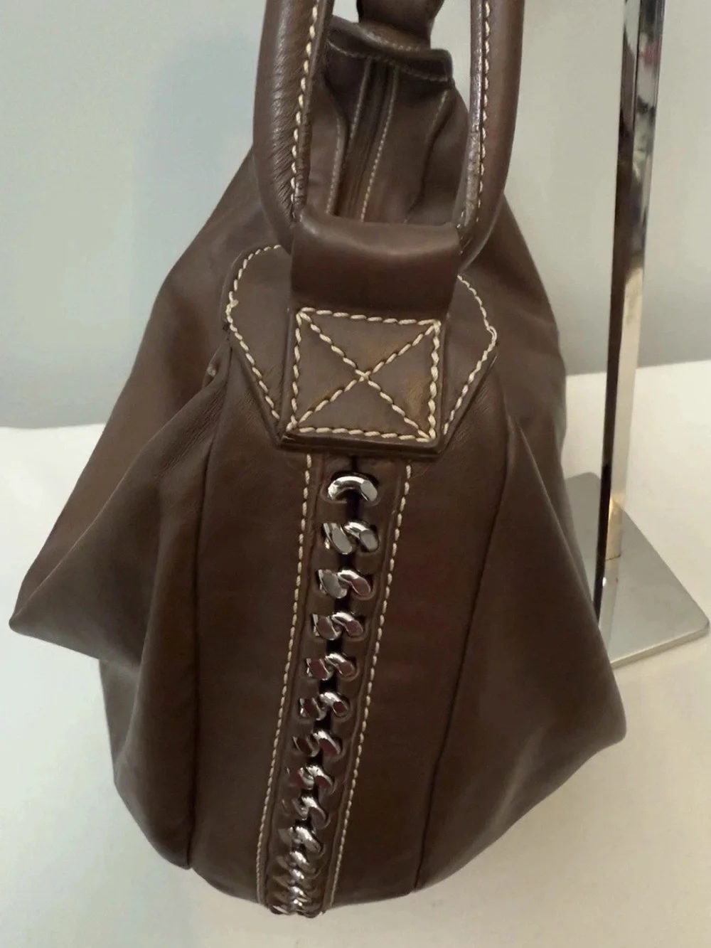 Oki-Doki Brown Faux Leather Hobo Shoulder Bag Made in Italy
